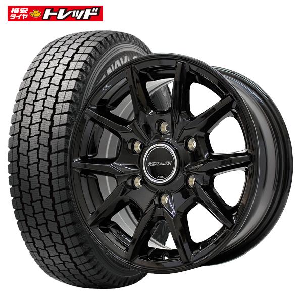 【送料無料】マルカサービス ROADMAX KG-25 ブラック 6J-15 +33 6H 139 グッドイヤー ICE NAVI CARGO 195/80R15 冬タイヤ+ホイール4本セット スタッドレス